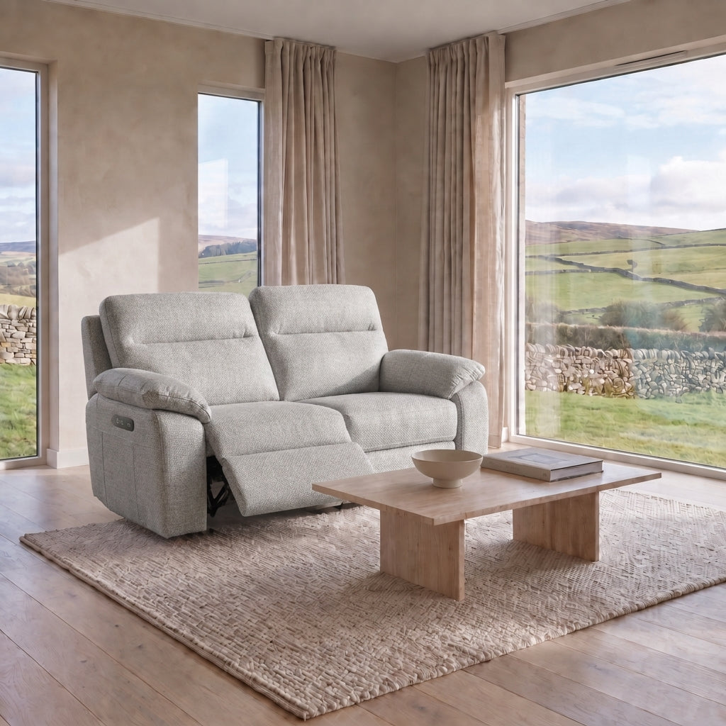 Nicoletti Vivaldi 2 Seater Recliner Sofa - 2 Seater Double Power Recliner NA/NE - Power Recliner with USB-C — Gaston 724 Visone, gallery image 1