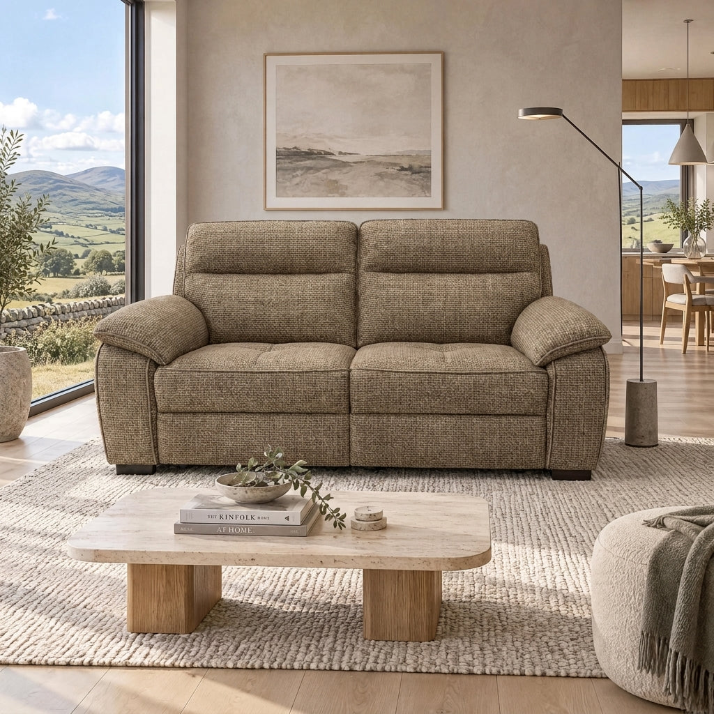 Nicoletti Vivaldi 3 Seater Recliner Sofa    - 3 Seater Double Power Recliner NA/NE  - Power Recliner with USB-C — Gaston 744 Nocciola, gallery image 1