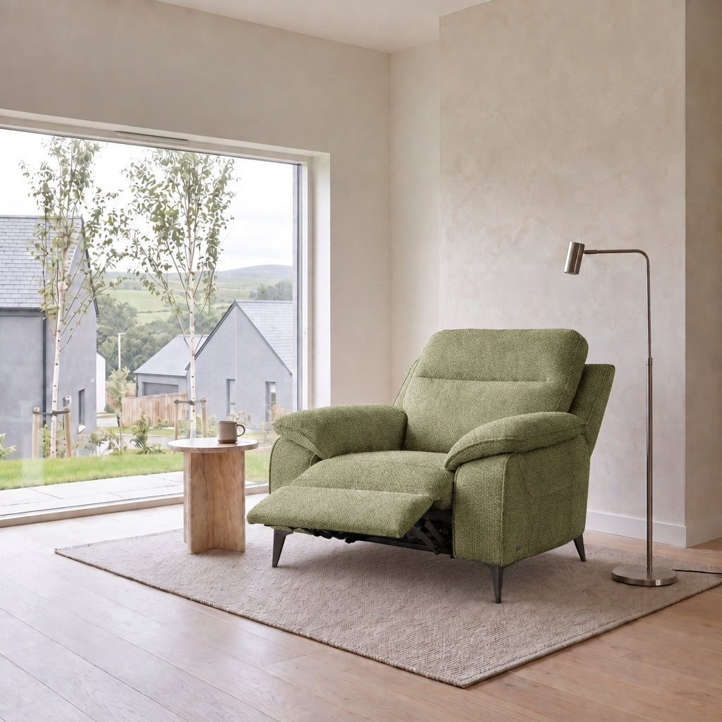 Nicoletti Vivaldi Recliner Armchair On Legs  - Power Recliner Chair on Legs NA/NE - Power Recliner with USB-C — Gaston 748 Salvia, gallery image 1