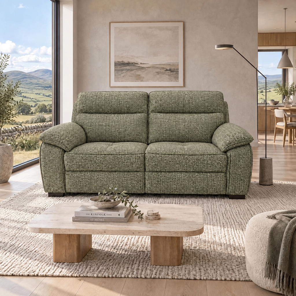 Nicoletti Vivaldi 3 Seater Recliner Sofa    - 3 Seater Double Power Recliner NA/NE  - Power Recliner with USB-C — Gaston 748 Salvia, gallery image 2