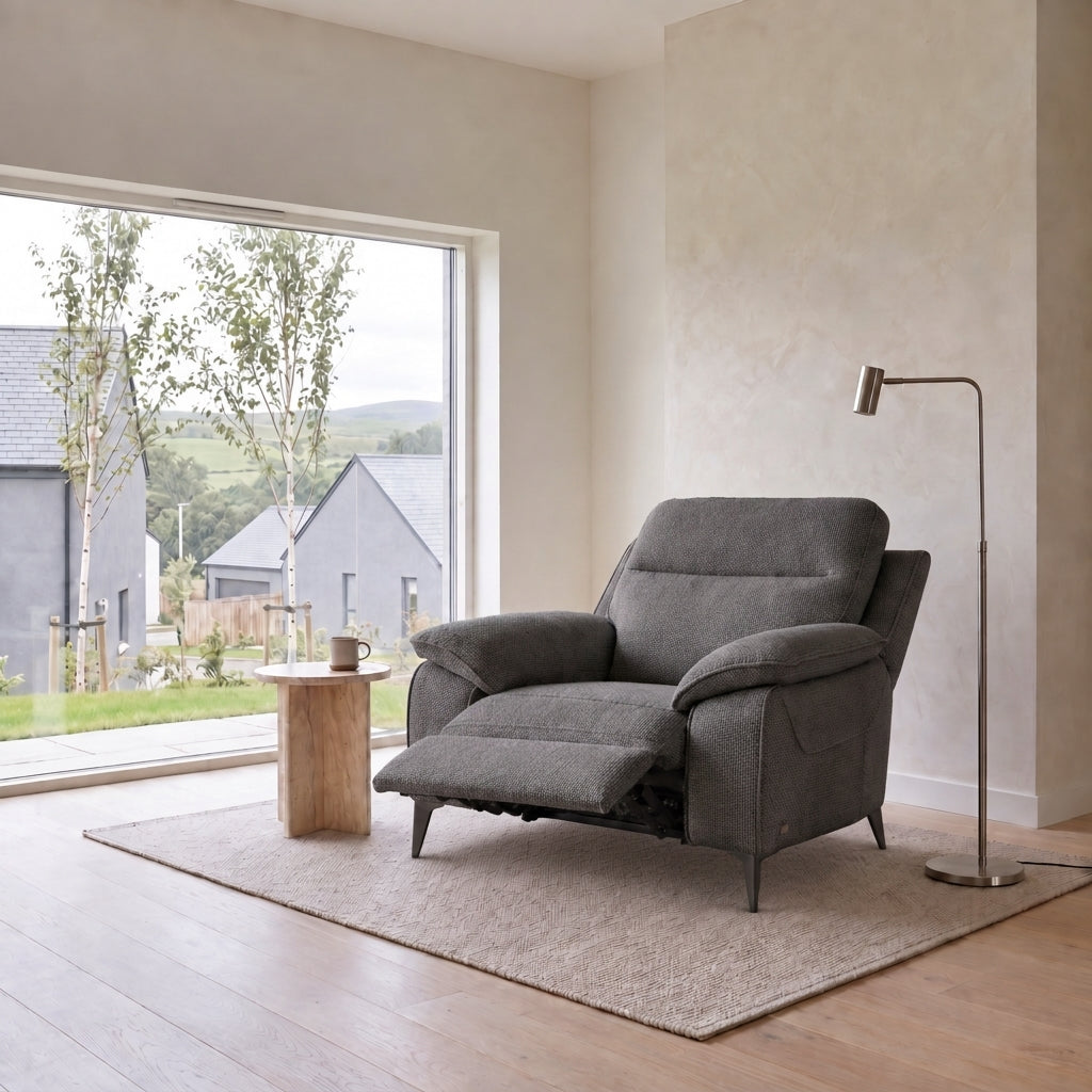 Nicoletti Vivaldi Recliner Armchair On Legs  - Power Recliner Chair on Legs NA/NE - Power Recliner with USB-C — Gaston 766 Fumo, gallery image 1