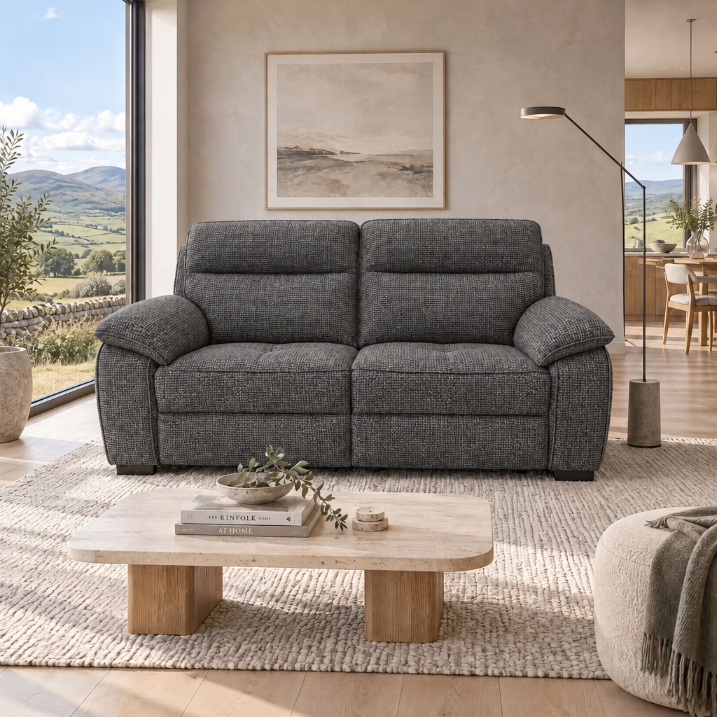 Nicoletti Vivaldi 3 Seater Recliner Sofa    - 3 Seater Double Power Recliner NA/NE  - Power Recliner with USB-C — Gaston 766 Fumo, gallery image 2