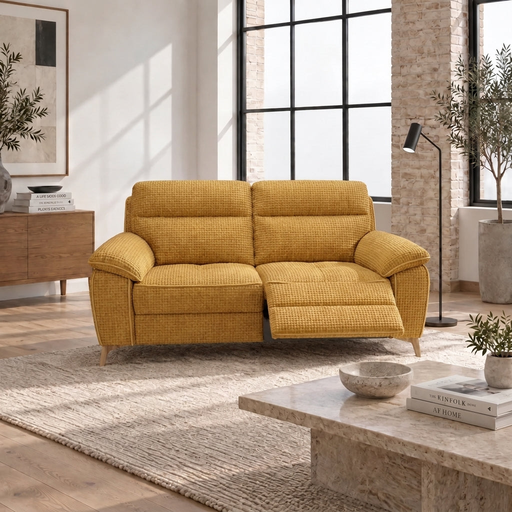Nicoletti Vivaldi 2 Seater Recliner Sofa On Legs - 2 Seater Double Power Recliner on Legs NA/NE - Power Recliner with USB-C — Gaston Giallo, gallery image 1