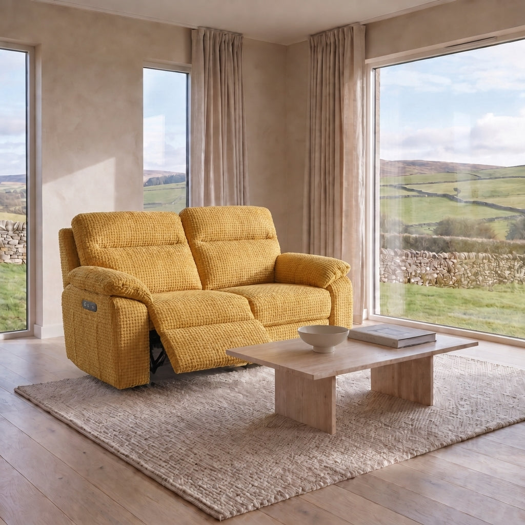 Nicoletti Vivaldi 2 Seater Recliner Sofa - 2 Seater Double Power Recliner NA/NE - Power Recliner with USB-C — Gaston Giallo, gallery image 1