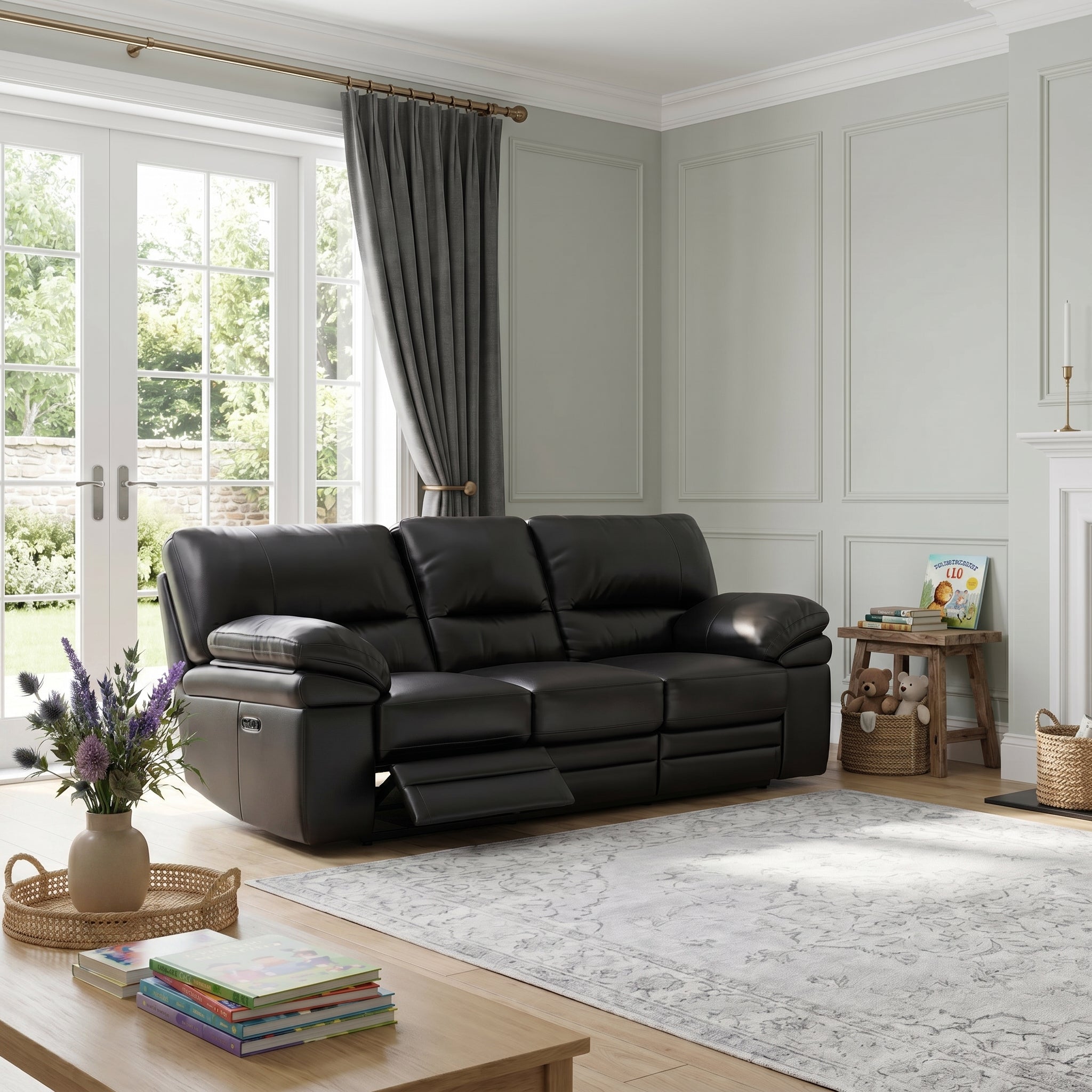 Gino 3 Seater Recliner Sofa - 3 Seater Power Recliner Sofa with USB Cat 55 - Power Recliner with USB 3 Seater Sofas Sterling Home 2