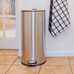 Round Brushed Stainless Steel Kitchen Pedal Bin - Round Pedal Bin SS Brushed 30L Sterling Home 1