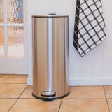 Round Brushed Stainless Steel Kitchen Pedal Bin