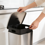 Square Stainless Steel Kitchen Bin - Square Pedal Bin Brushed SS 30L Sterling Home 2