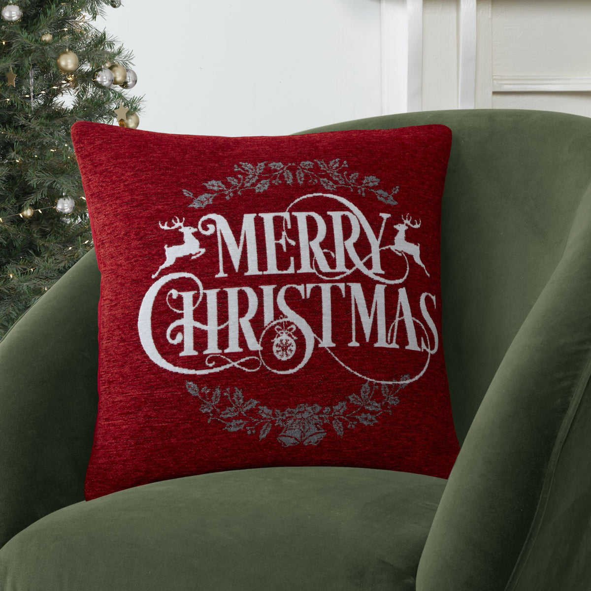 Merry Reindeer Filled Cushion - Merry Reindeer Filled Cushion 43CM Sterling Home 1