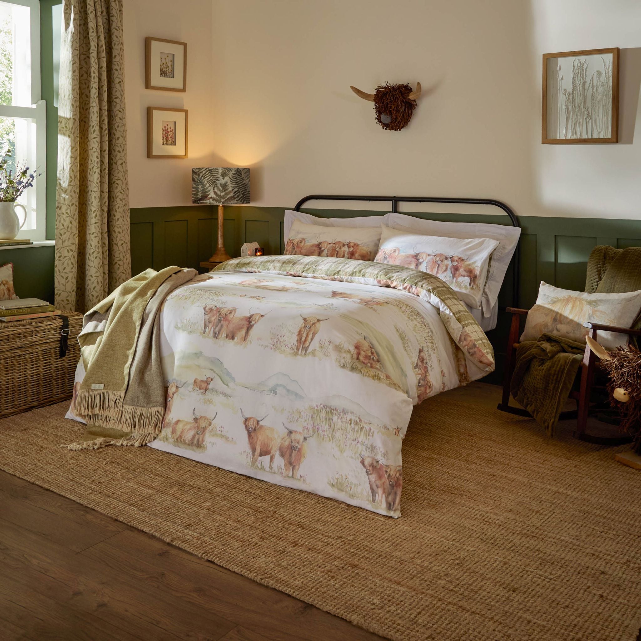 Highland Cattle Duvet Cover Set - Highland Cattle King Duvet Set Multicolour Sterling Home 1