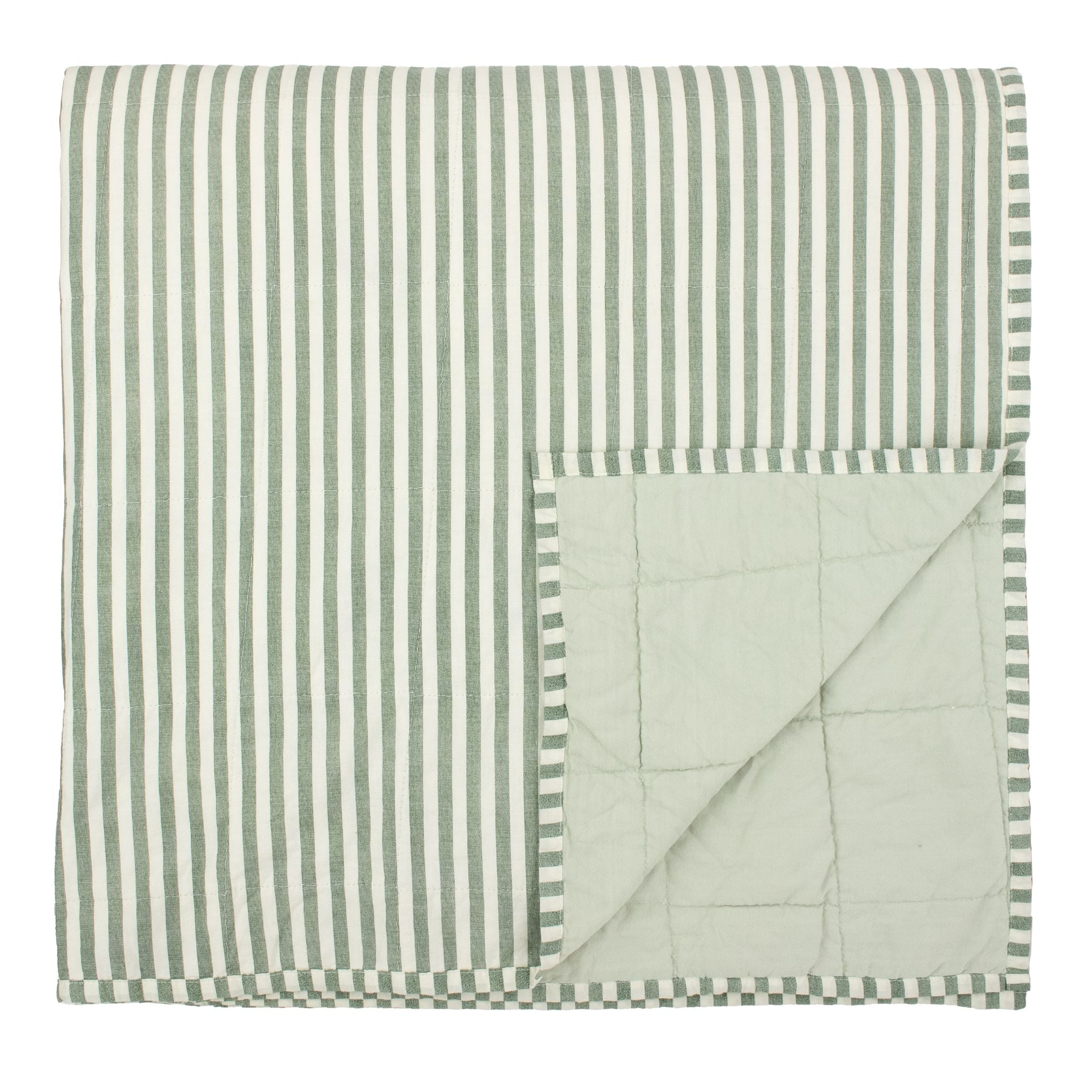 Hebden Stripe Green Bedspread - Hebden Stripe 150X200CM Bedspread Forest/Bay Green Sterling Home 1