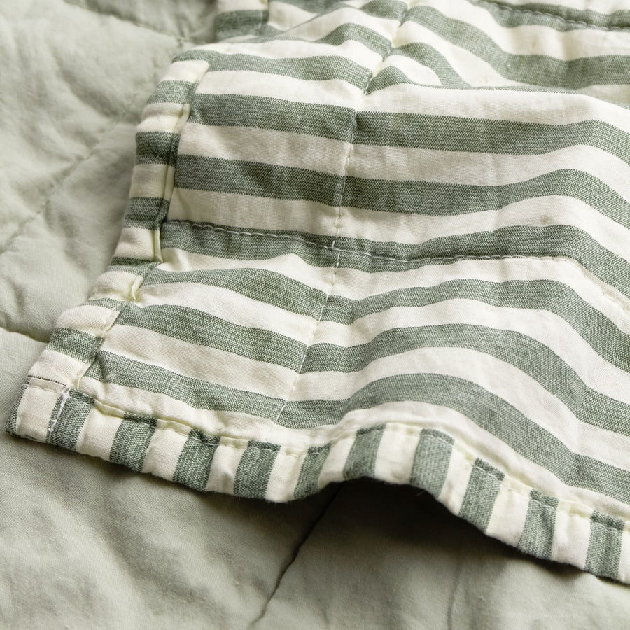 Hebden Stripe Green Bedspread - Hebden Stripe 150X200CM Bedspread Forest/Bay Green Sterling Home 2