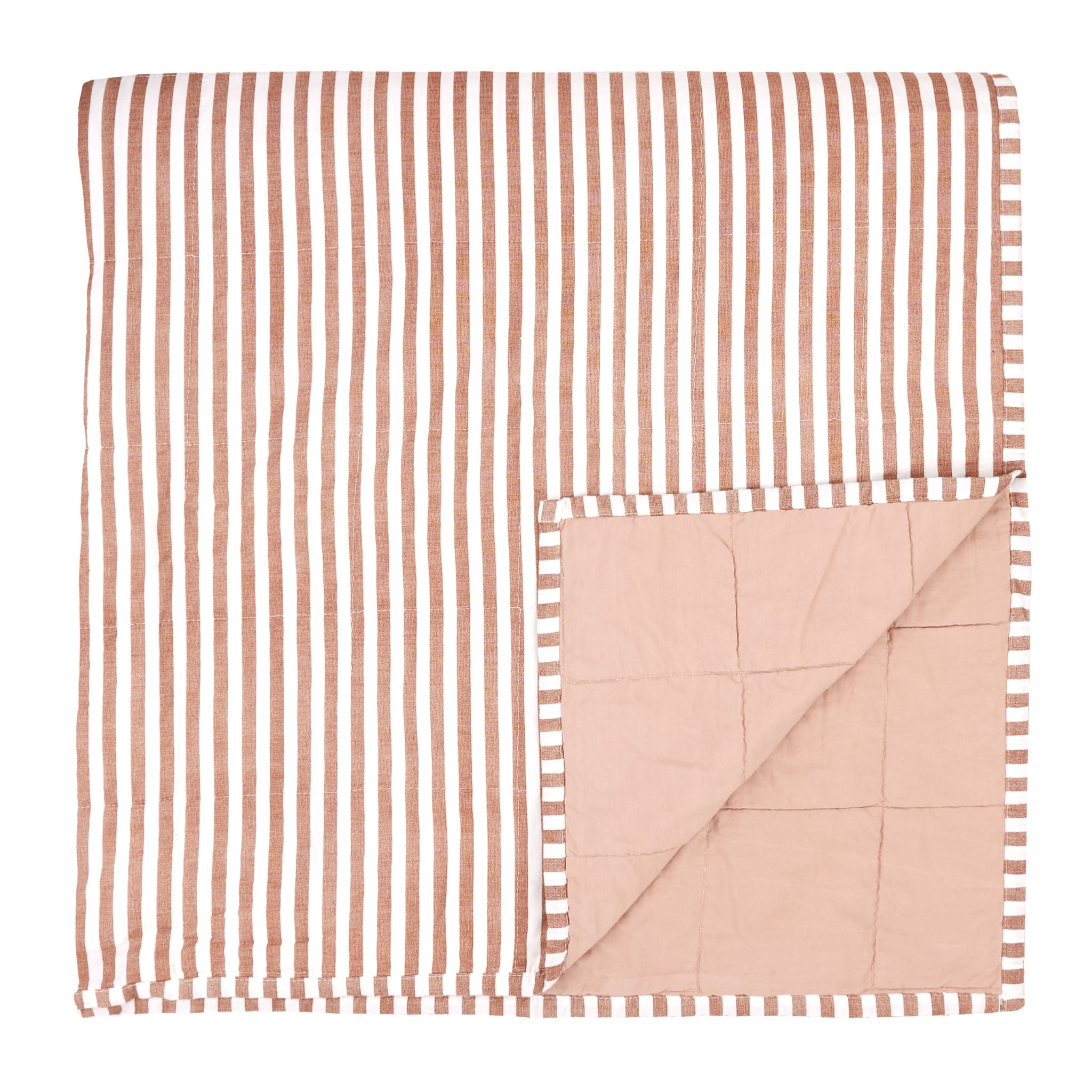 Hebden Stripe Brown Bedspread - Hebden Stripe 150X200CM Bedspread Pecan / Cotta Sterling Home 1