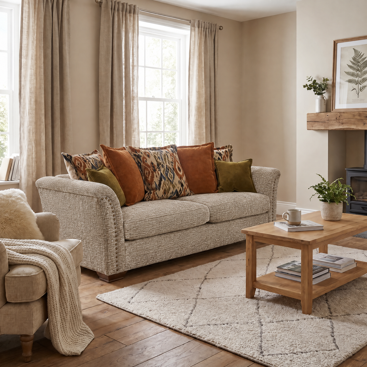 Burton 4 Seater Sofa - Grand Sofa Grade C — 2868 : Hessian Basketweave Chenille Plain, gallery image 1