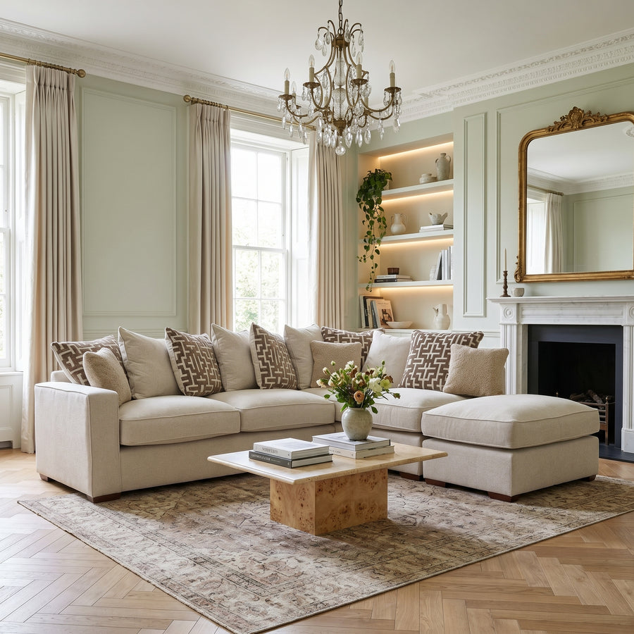 Hope Standard Back Corner Sofa with Footstool - Corner Group with Stool Chaise Right Grade B - Right Hand Facing Corner Sofas Sterling Home 2