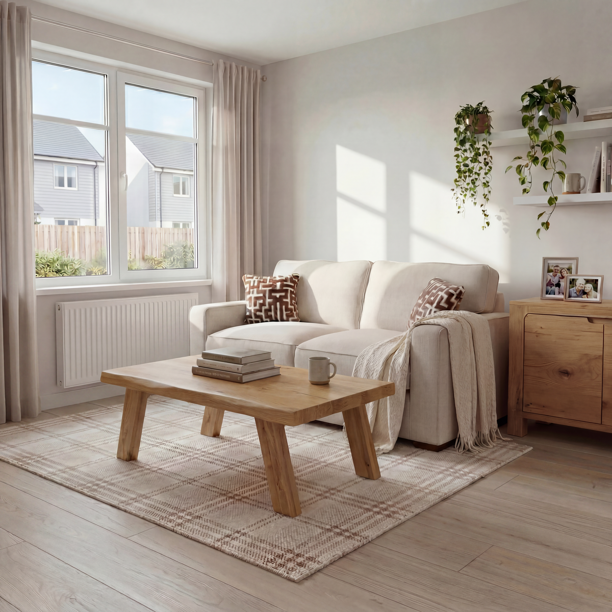 Hope 3 Seater Sofa - 3 Seater Sofa Grade B — Standard Back / Lassie Linen/Wisp Gold/Larry Latte / Dark Brown Feet, gallery image 1