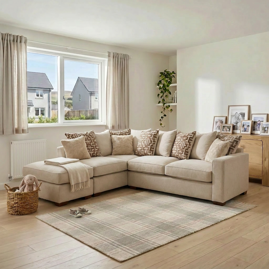Hope Standard Back Corner Sofa with Footstool - Corner Group with Stool Chaise Left Grade D - Left Hand Facing Corner Sofas Sterling Home 2