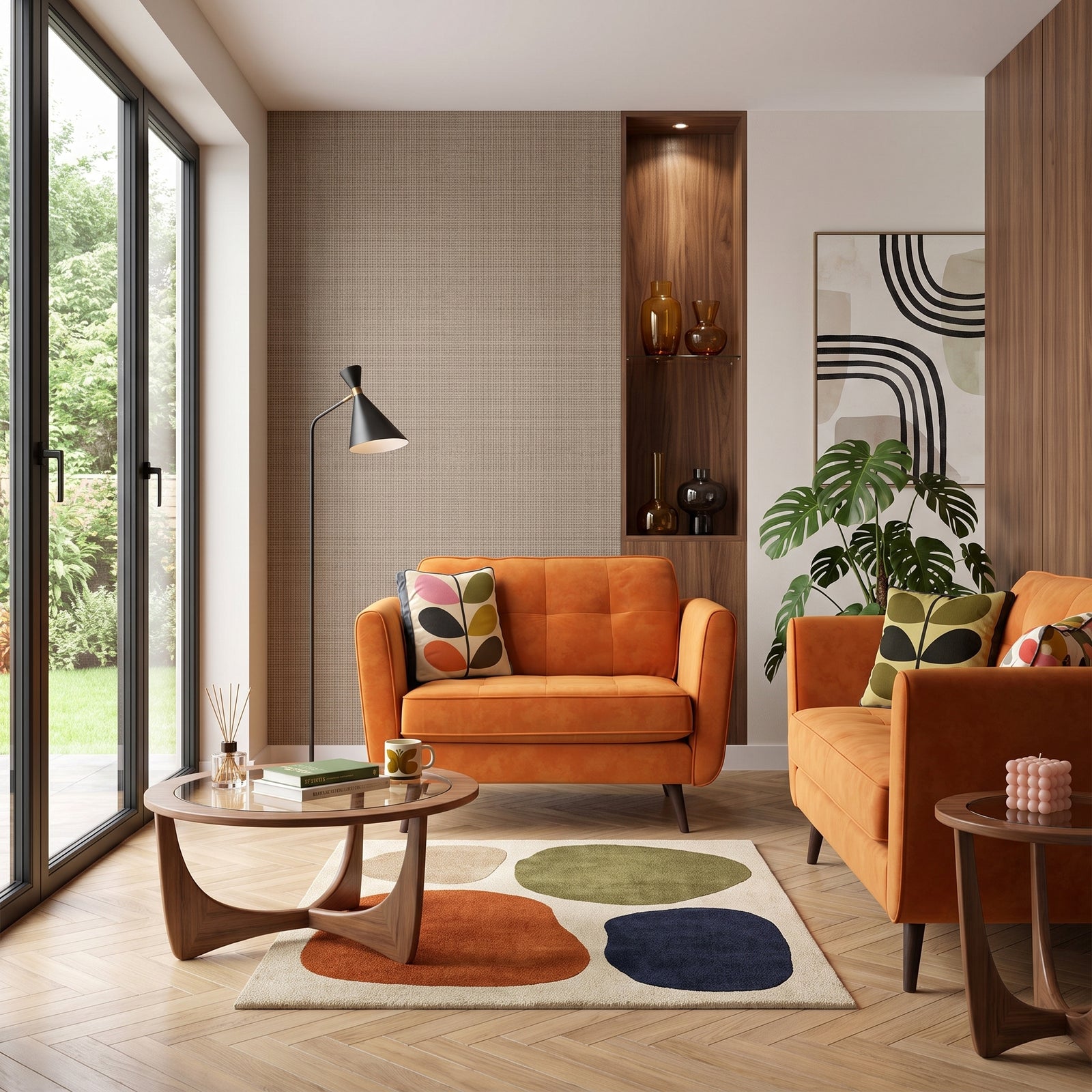 Orla Kiely Ivy Loveseat - Snuggler Premium Plain