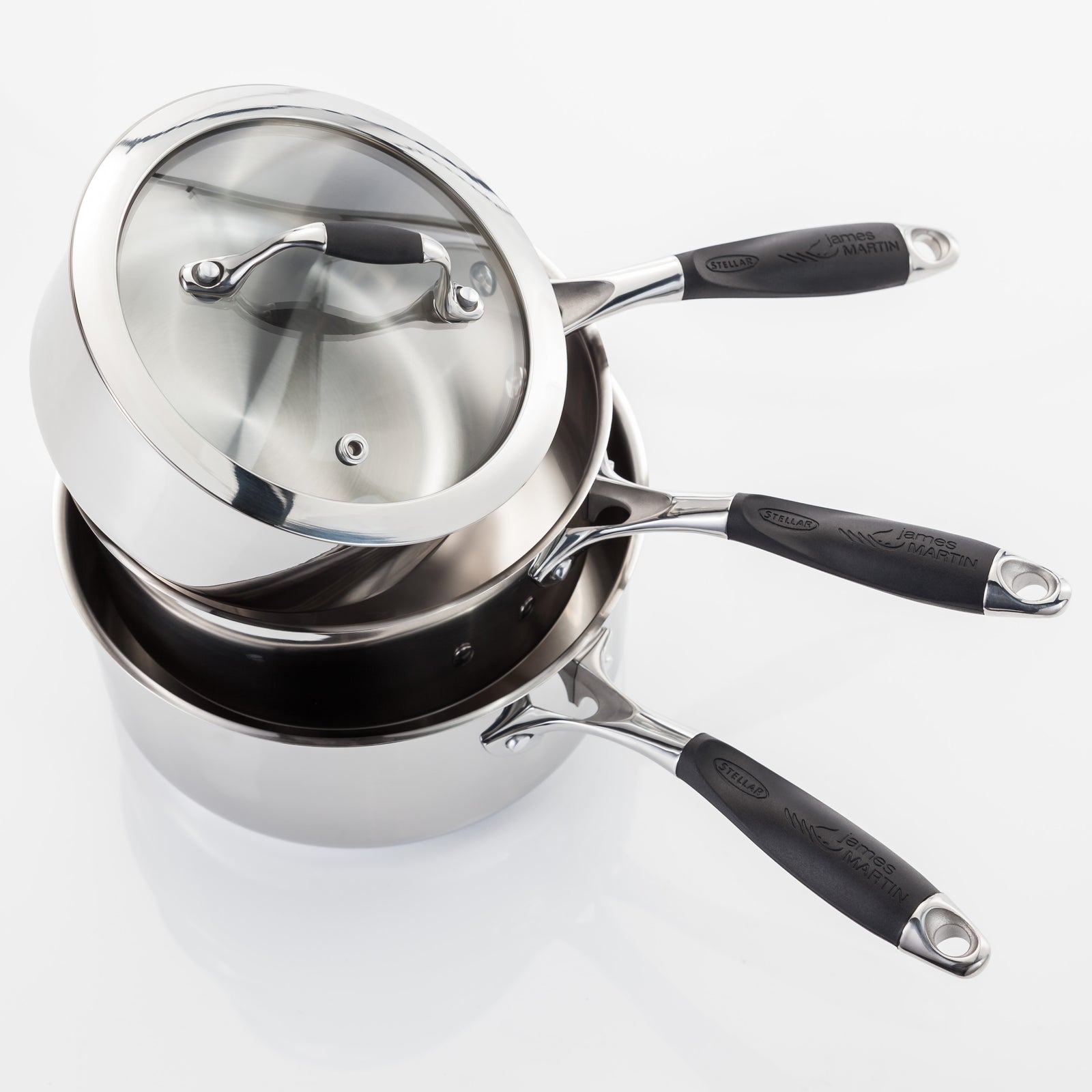 Stellar James Martin 3 Piece Saucepan Set - Stellar James Martin Saucepan 3Pce Sterling Home 2