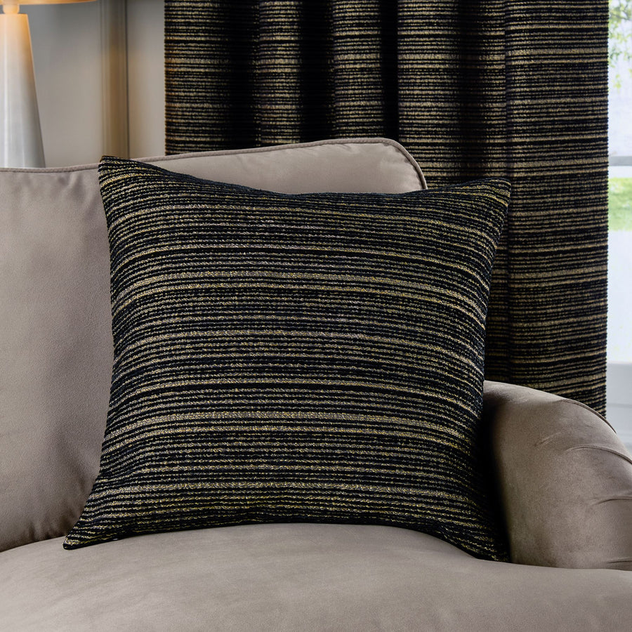 Jupiter Feather Black And Gold Cushion - Jupiter Feather Cushion Black/Gold 50CM Sterling Home 1