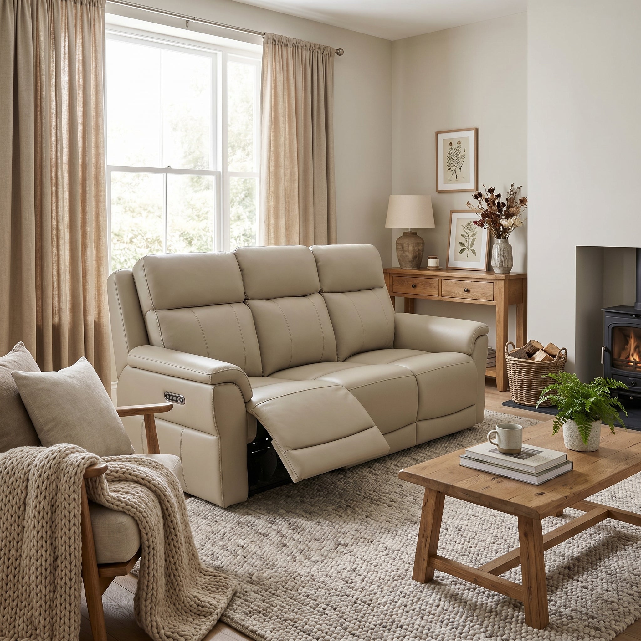 Juno 3 Seater Recliner Sofa - 3 Seater Power Recliner Sofa with USB Cat 60 - Power Recliner with USB 3 Seater Sofas Sterling Home 2