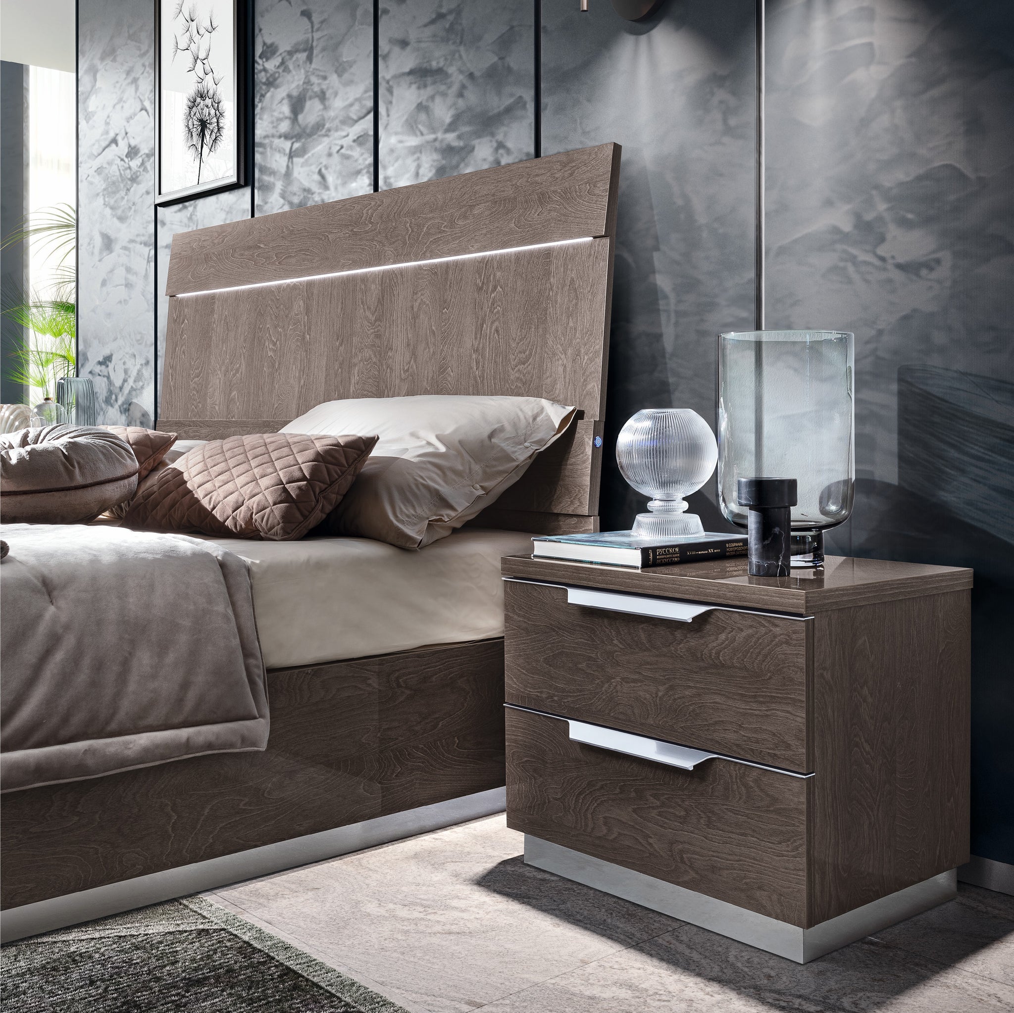Kroma Bedside Cabinet - Mini Night Table Venetian Grey - Venetian Grey Sterling Home 2