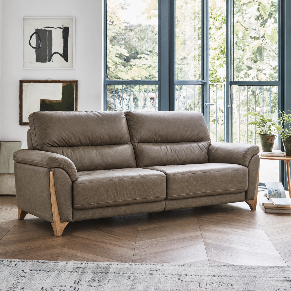Ercol Enna 3 Seater Sofa - Medium Sofa Leather — CM - Clear Matt / L1501, gallery image 1