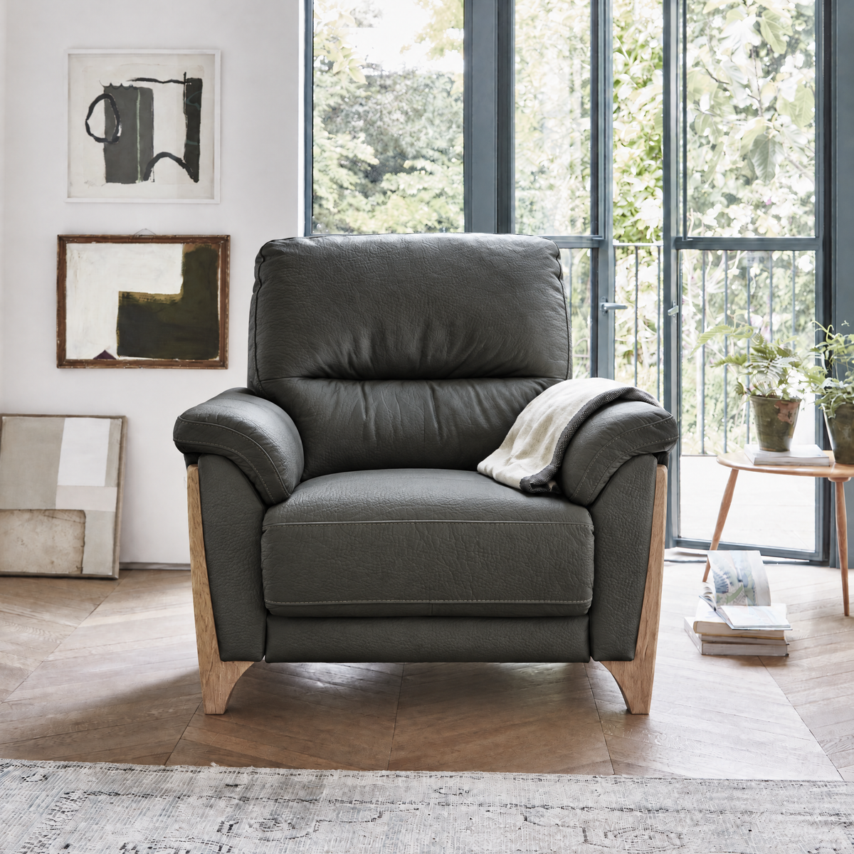 Ercol Enna Armchair - Armchair Leather — CM - Clear Matt / L1502, gallery image 1
