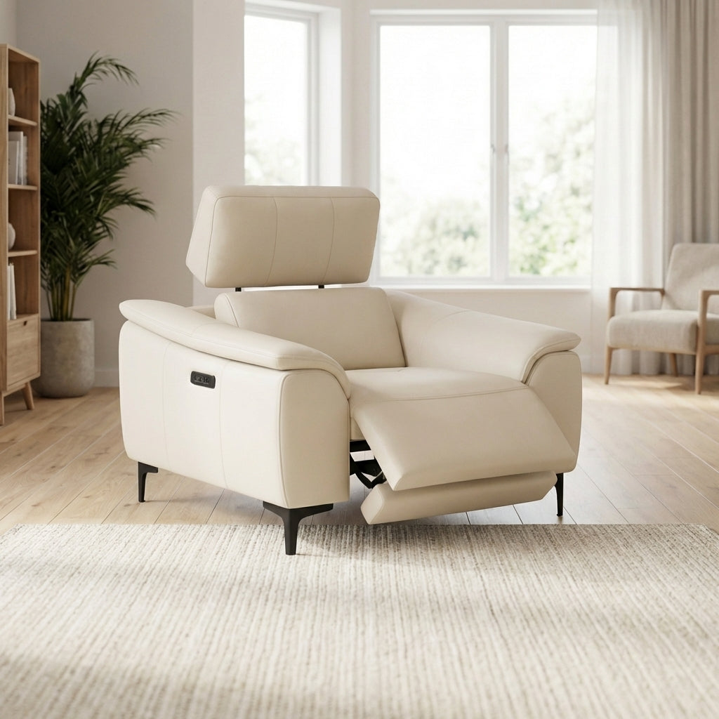 Nicoletti La Scala Power Recliner Chair Lumbar Support - Power Recliner Chair Lumber Support CB Torello - Power With Power Headrest Footrest Lumbar & USB Sterling Home 2