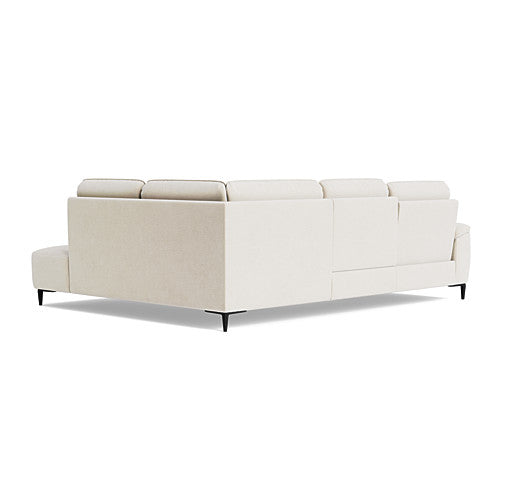 Loma Large Corner Sofa - Combination 2 Right Terminal with 2.5 Left Power 2 Pieces Fabric - Right Hand Facing - Power Recliner with USB — FAB-NTS - 01 CREAM, gallery image 2