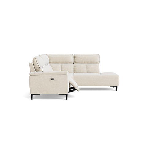 Loma Large Corner Sofa - Combination 2 Right Terminal with 2.5 Left Power 2 Pieces Fabric - Right Hand Facing - Power Recliner with USB — FAB-NTS - 01 CREAM, gallery image 1