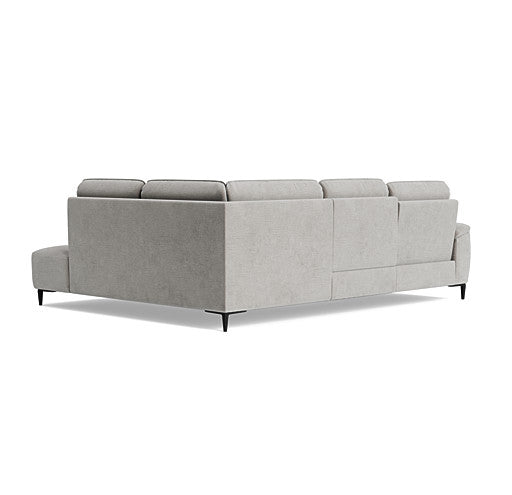Loma Large Corner Sofa - Combination 2 Right Terminal with 2.5 Left Power 2 Pieces Fabric - Right Hand Facing - Power Recliner with USB — FAB-NTS - 11 DOVE, gallery image 2