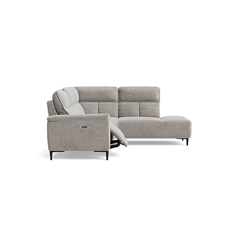 Loma Large Corner Sofa - Combination 2 Right Terminal with 2.5 Left Power 2 Pieces Fabric - Right Hand Facing - Power Recliner with USB — FAB-NTS - 11 DOVE, gallery image 1