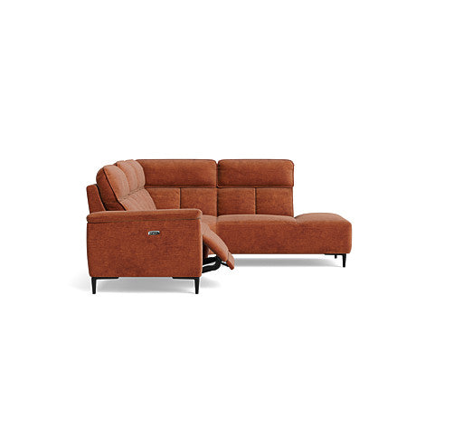 Loma Large Corner Sofa - Combination 2 Right Terminal with 2.5 Left Power 2 Pieces Fabric - Right Hand Facing - Power Recliner with USB — FAB-NTS - 17 TERRACOTTA, gallery image 1