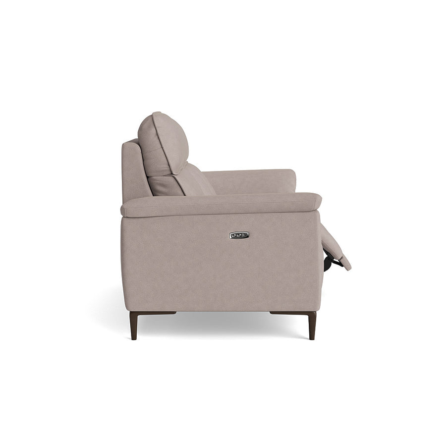 Loma Small 3 Seater Recliner Sofa - 2.5 Seater Sofa with 2 Power Recliners (Compact) USB Fabric - Power Recliner with USB