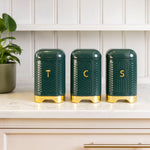 KitchenCraft Lovello Canisters Green Set Of 3 - Lv Textured TCS 3 Piece Set Green Sterling Home 1