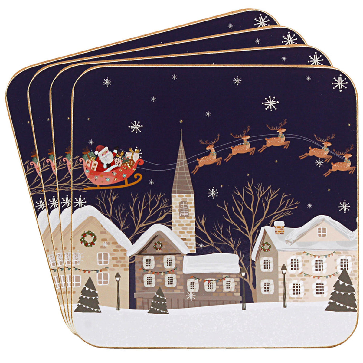 Xmas Tinsel Town Coasters Set Of 4 - Xmas Tinsel Town Coasters Set Of 4 Sterling Home 1