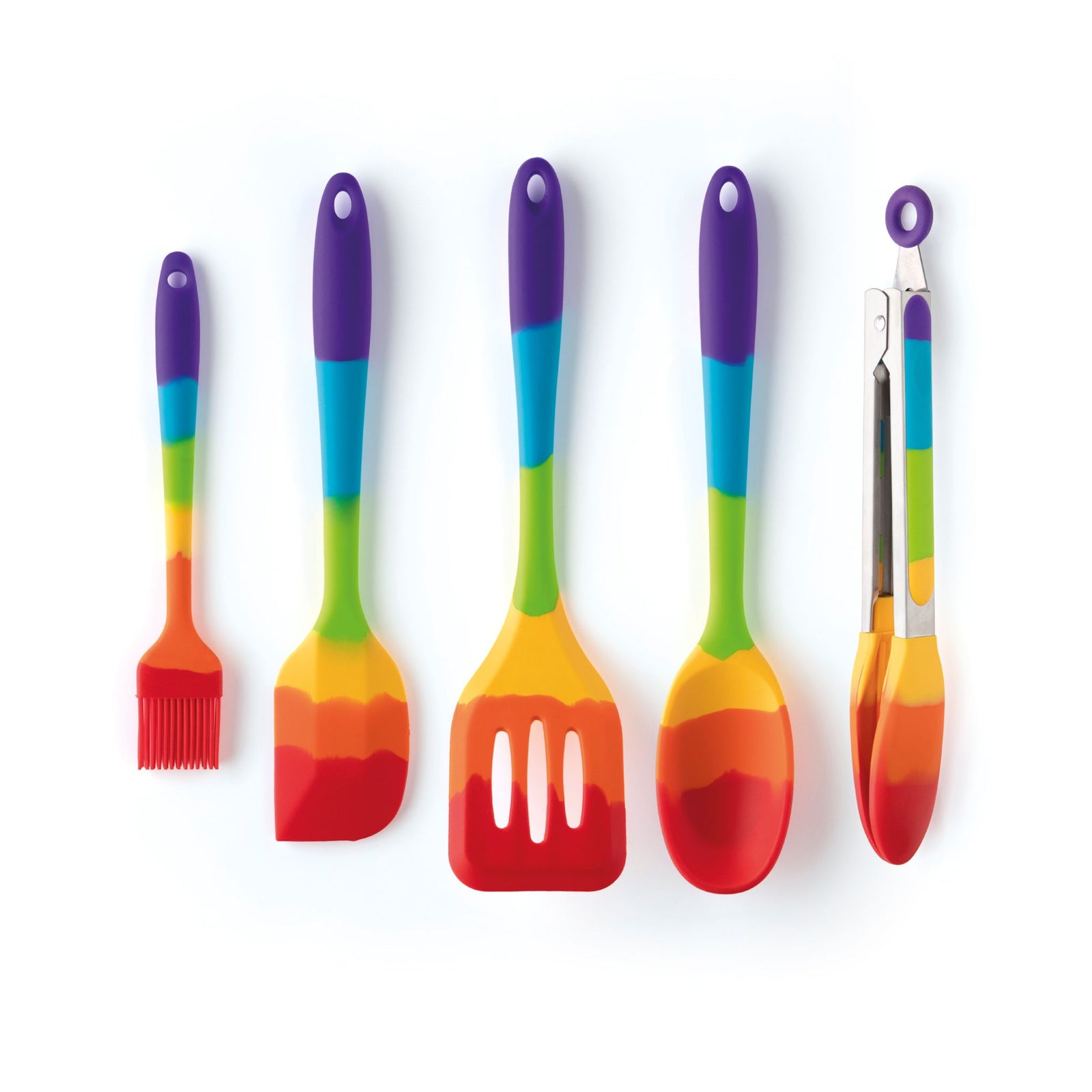 5 Piece Silicone Kitchen Utensils Rainbow - 5 Piece Silicone Kitchen Utensils Rainbow