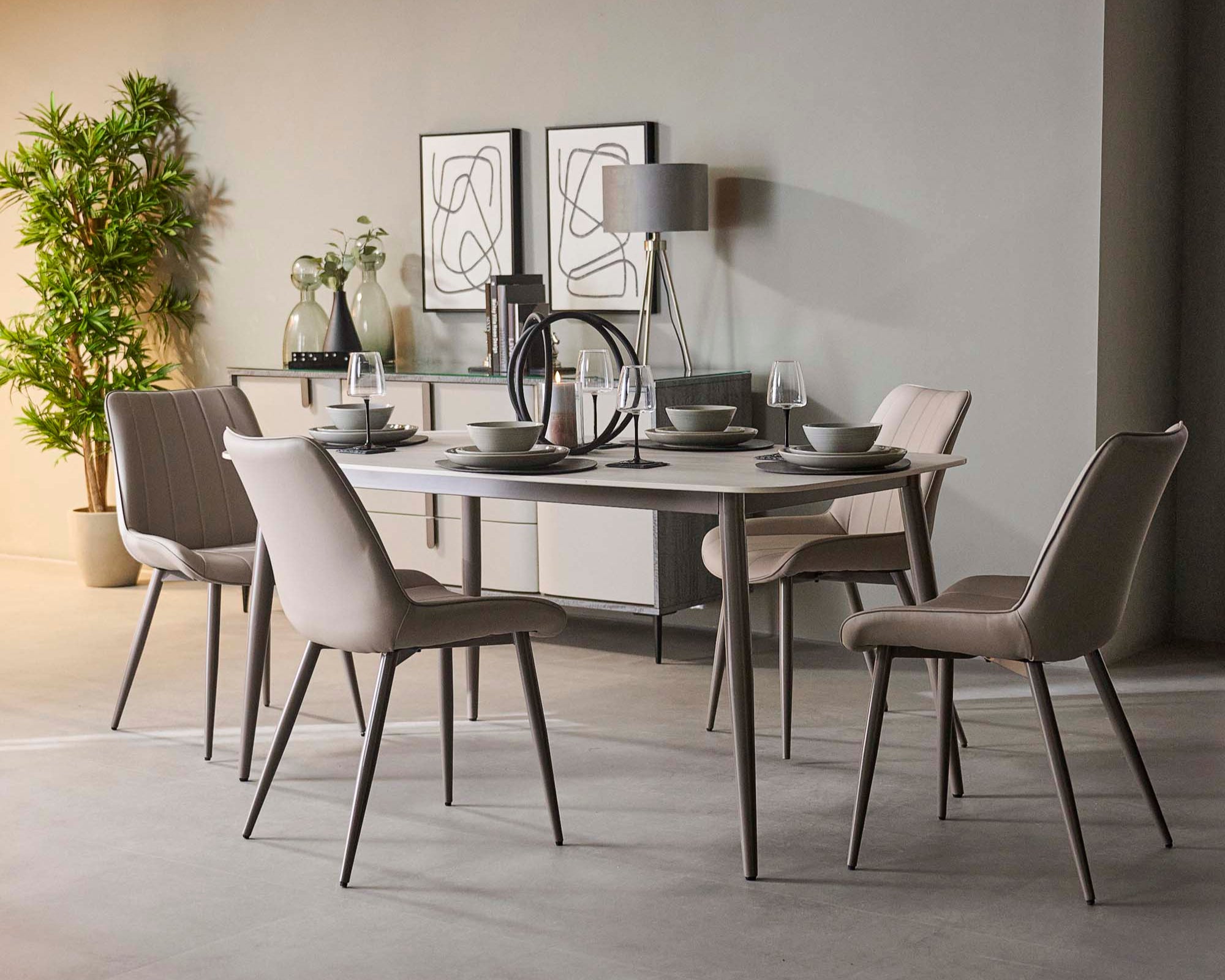 Leo Dining Table & 4 Chairs Set Tables Sterling Home 1