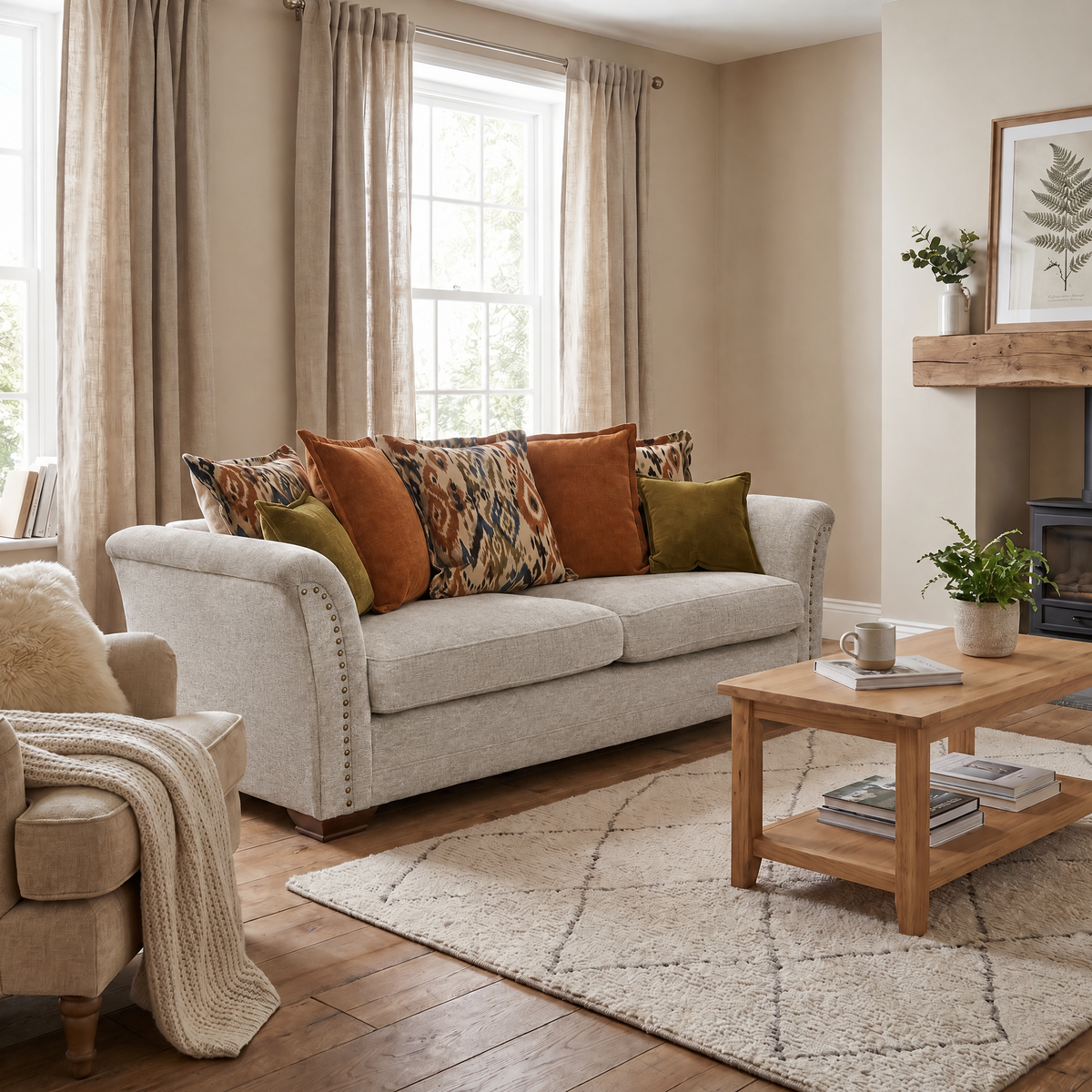 Burton 4 Seater Sofa - Grand Sofa Grade C — 2929 : Litchen Splendor Chenille Plain, gallery image 1