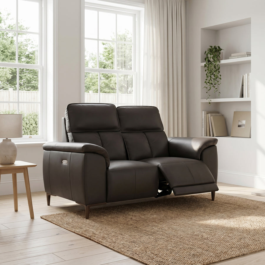 Loma 3 Seater Recliner Sofa - 2.5 Seater Sofa with 2 Power Recliners USB Fabric - Power Recliner with USB