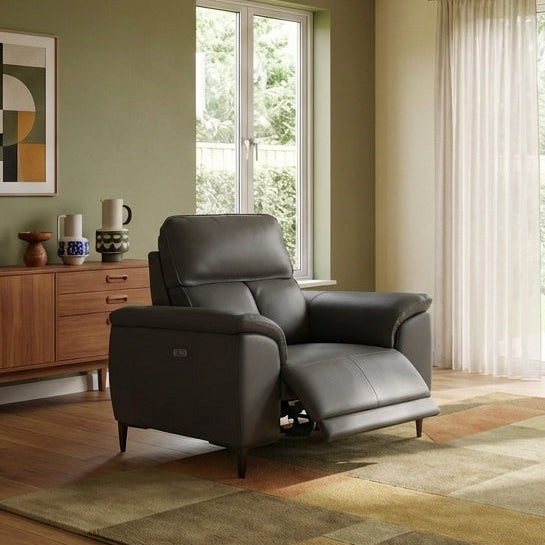 Loma Recliner Armchair - Power Recliner Chair USB Fabric - Power Recliner with USB
