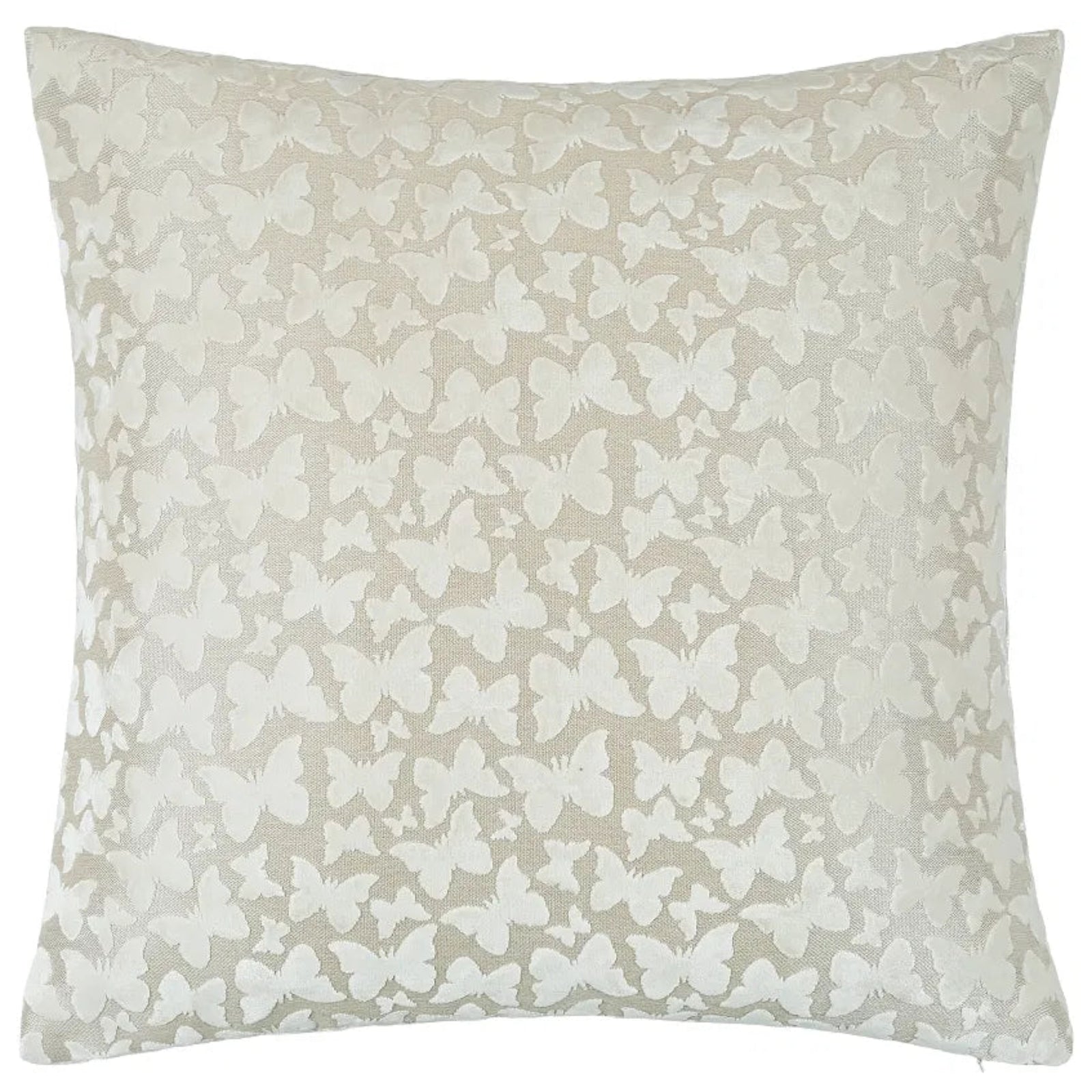 Velvet Butterfly Cream Square Cushion - Velvet Butterfly Ivory Cushion 50CM Sterling Home 1