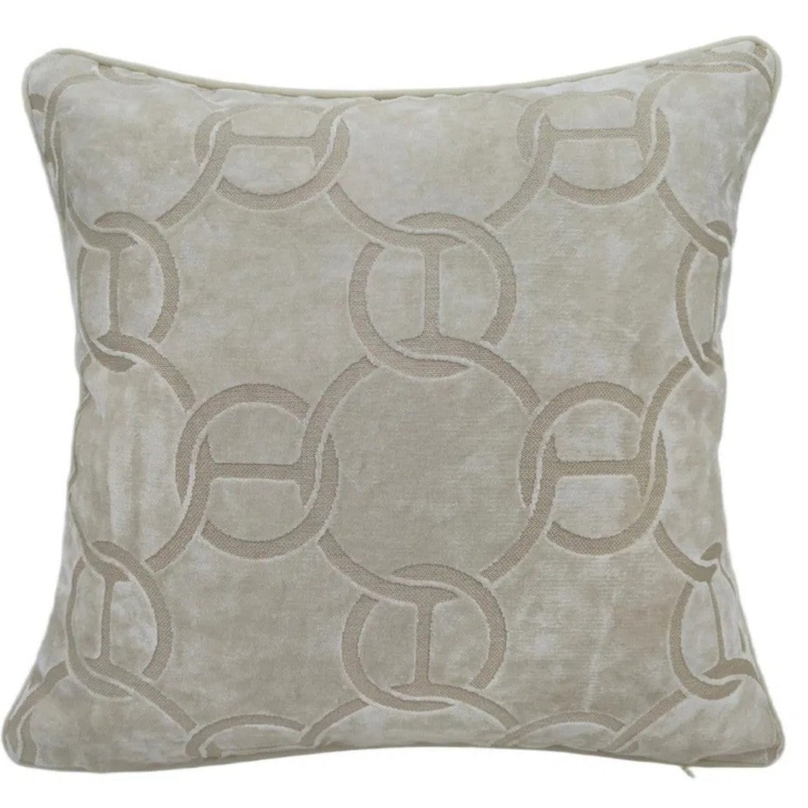 Paul Moneypenny Chains Cut Velvet Ivory Cushion - PM Chains Cut Velvet Ivory Cushion 56CM Sterling Home 1
