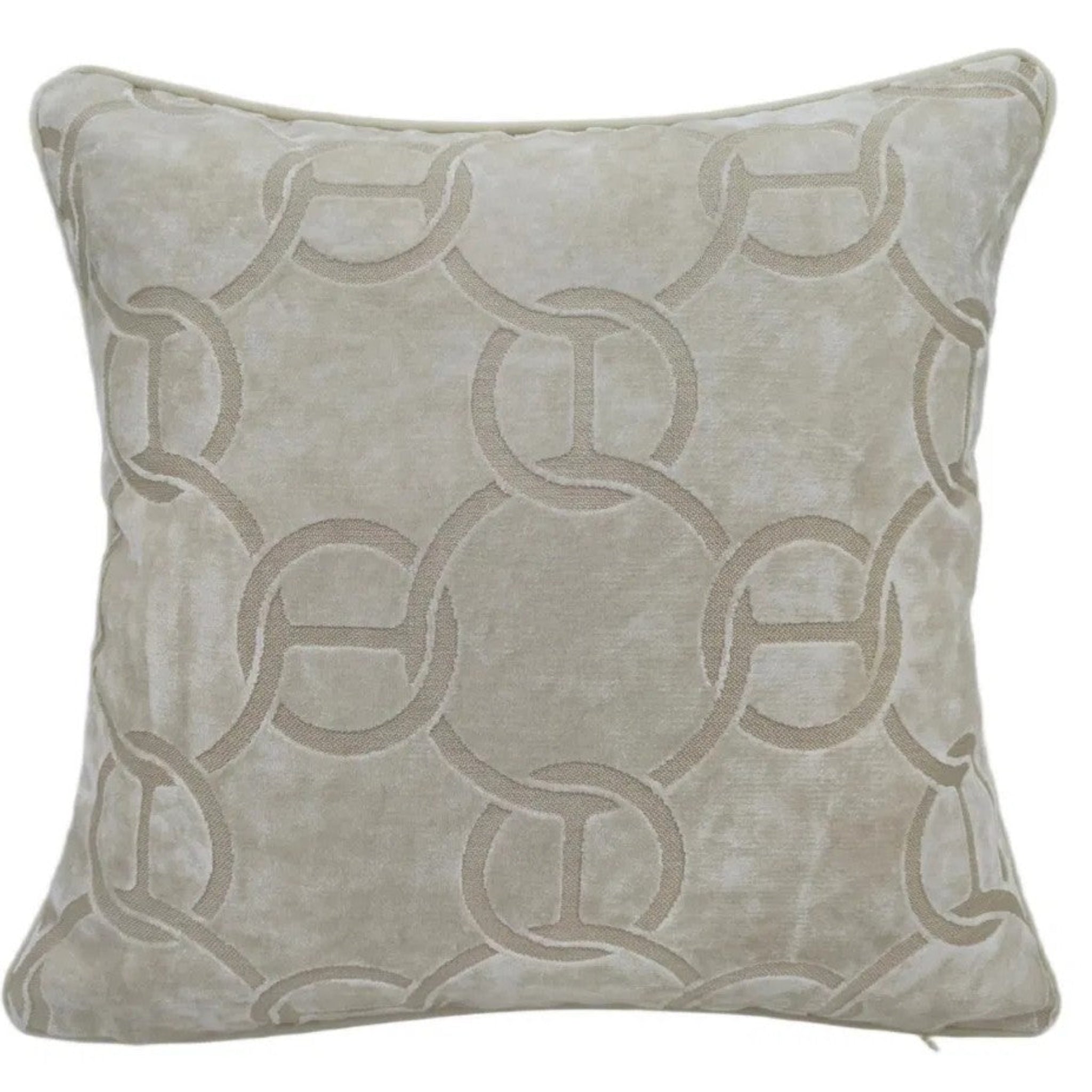 PM Chains Cut Velvet Ivory Cushion 56CM - PM Chains Cut Velvet Ivory Cushion 56CM Sterling Home 1