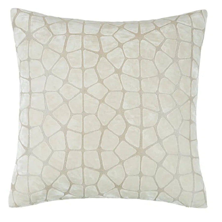 Abstract Circular Velvet Cream Square Cushion - Abstract Circular Velvet Ivory Cushion 56CM Sterling Home 1