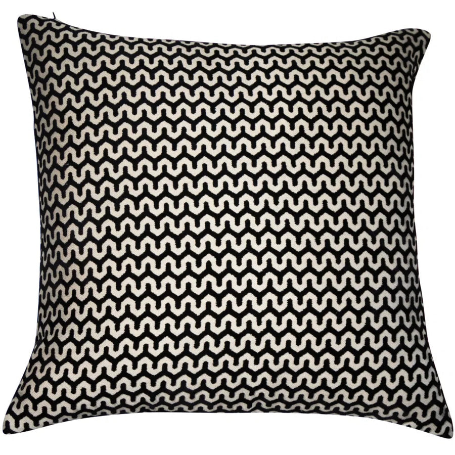 Oslo Velvet Wave Black Square Cushion - Oslo Velvet Wave Sq Cushion Blk/Chmp Sterling Home 1