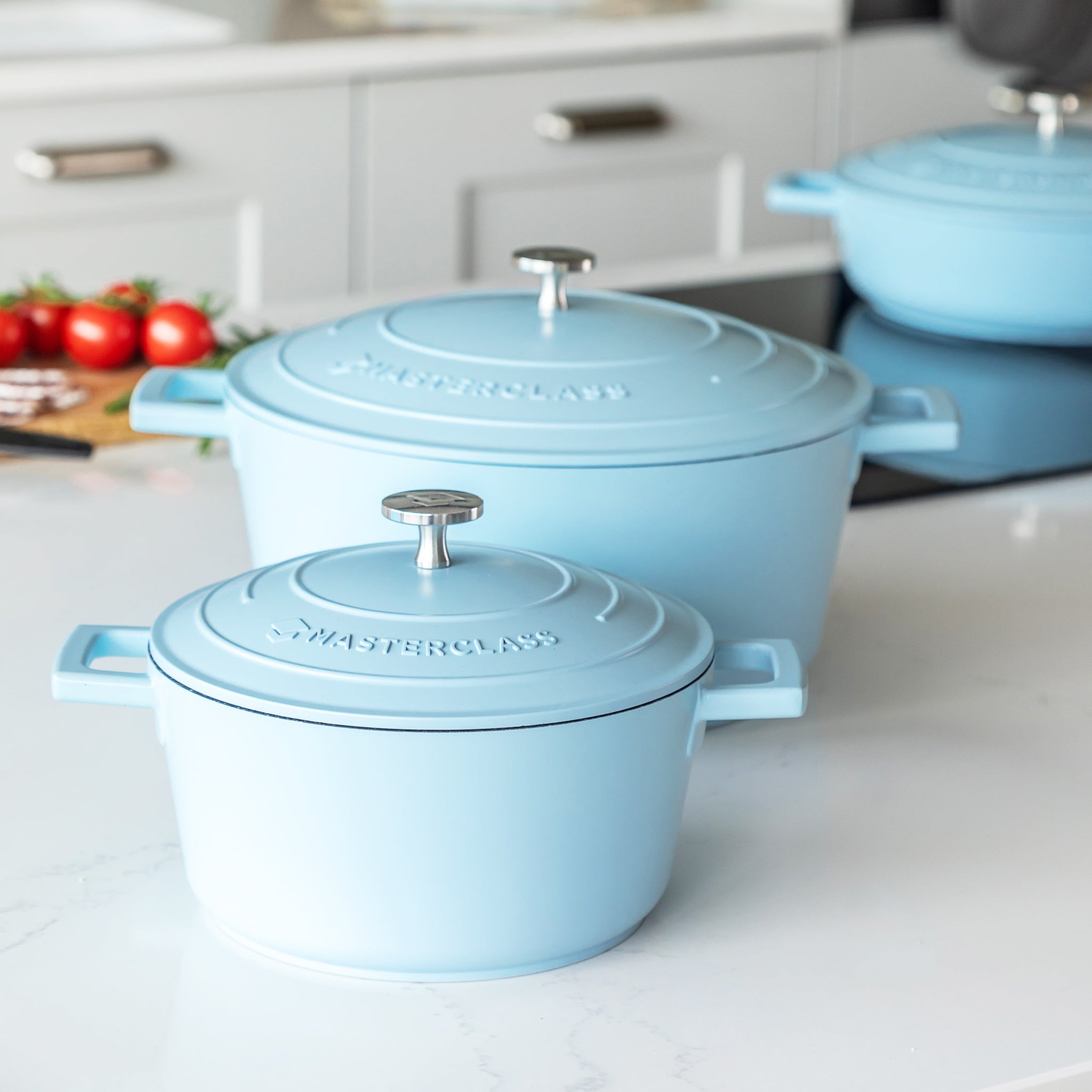 MasterClass Blue Cast Aluminium Small Casserole Dish - MC Cast Alu Casserole Dish 2.5L Sky Blue Sterling Home 2