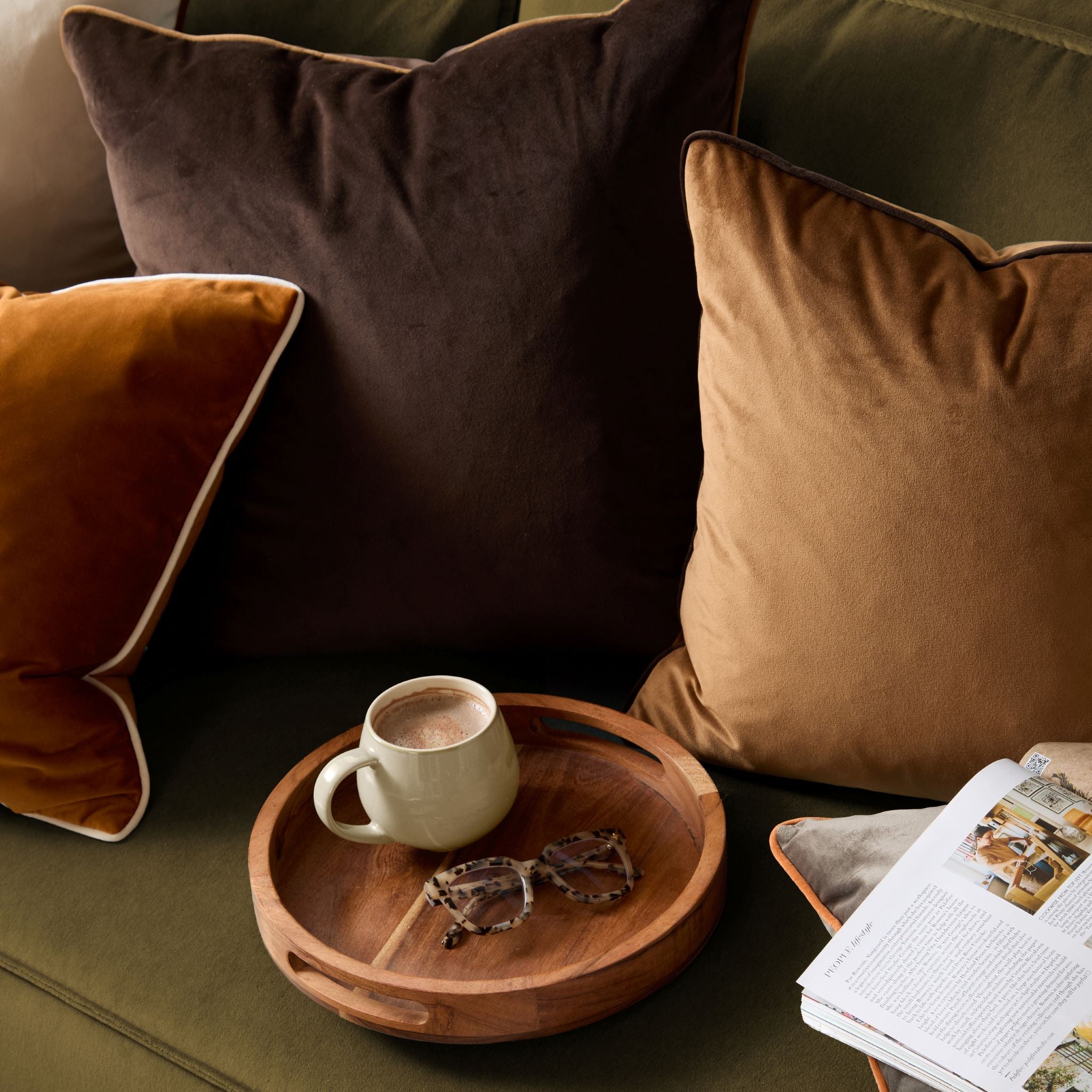 Meridian Caramel & Chocolate Cushion - Meridian Cushion Caramel & Chocolate 45CM Sterling Home 2
