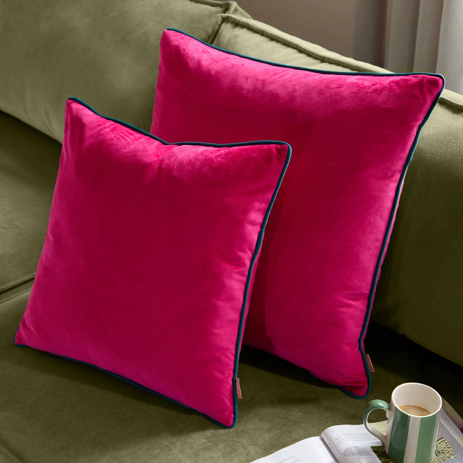 Meridian Pink And Blue Square Cushion - Meridian 45CM Cushion Raspberry & Teal Sterling Home 1